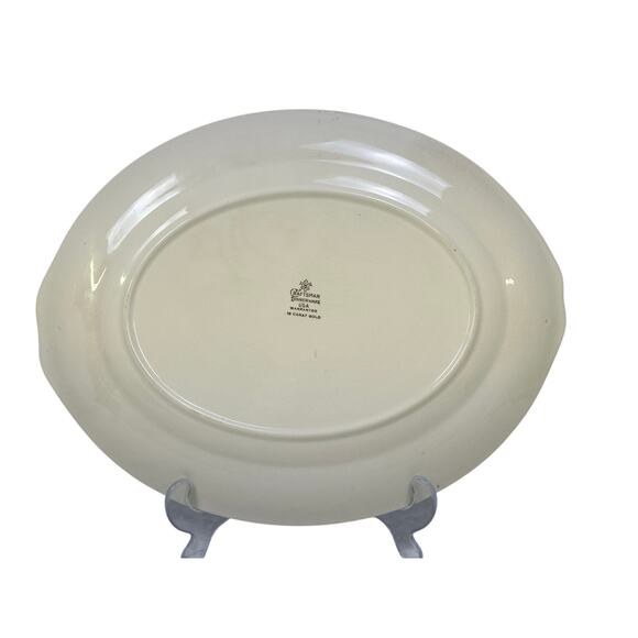 Craftsman Dinnerware Vintage Cobalt Blue 18K Gold Floral 13" Oval Platter USA - Picture 5 of 8